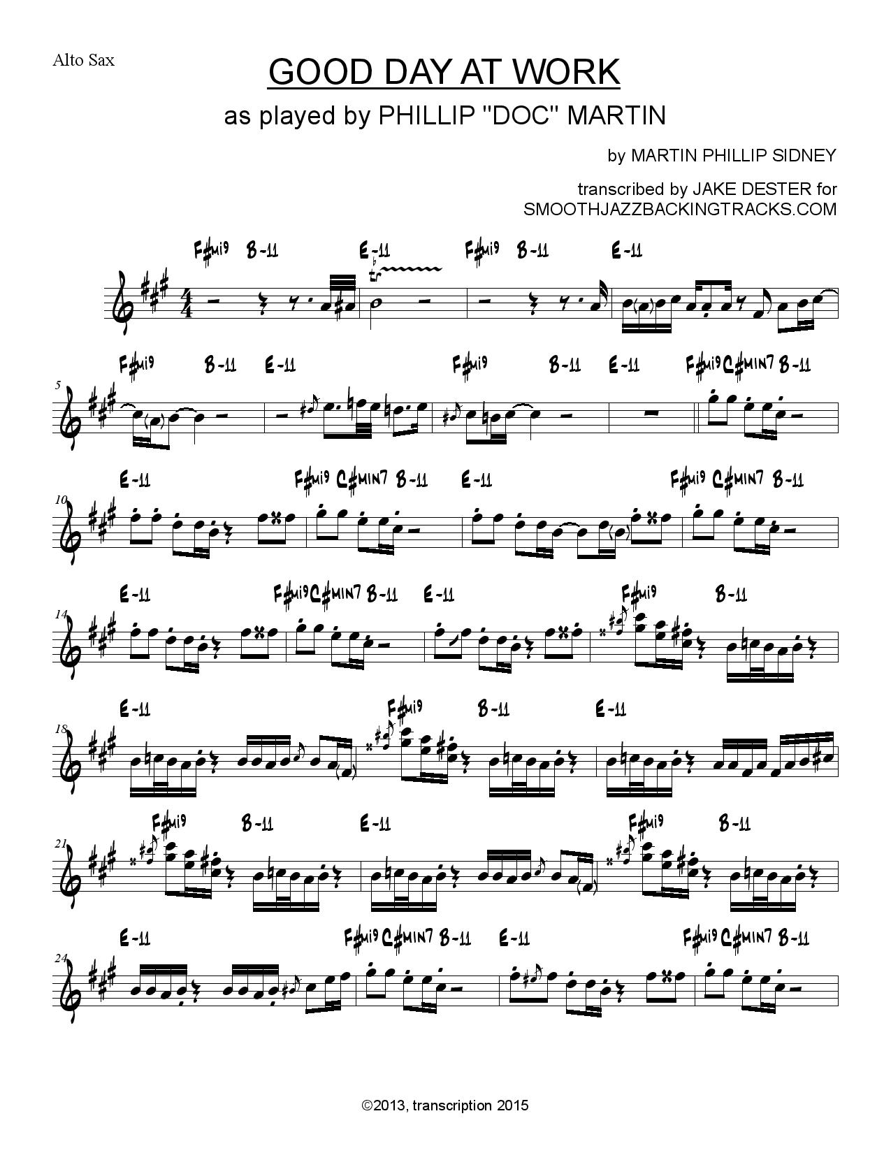 Smooth Jazz Sax Solo Sheet Music NW Pages