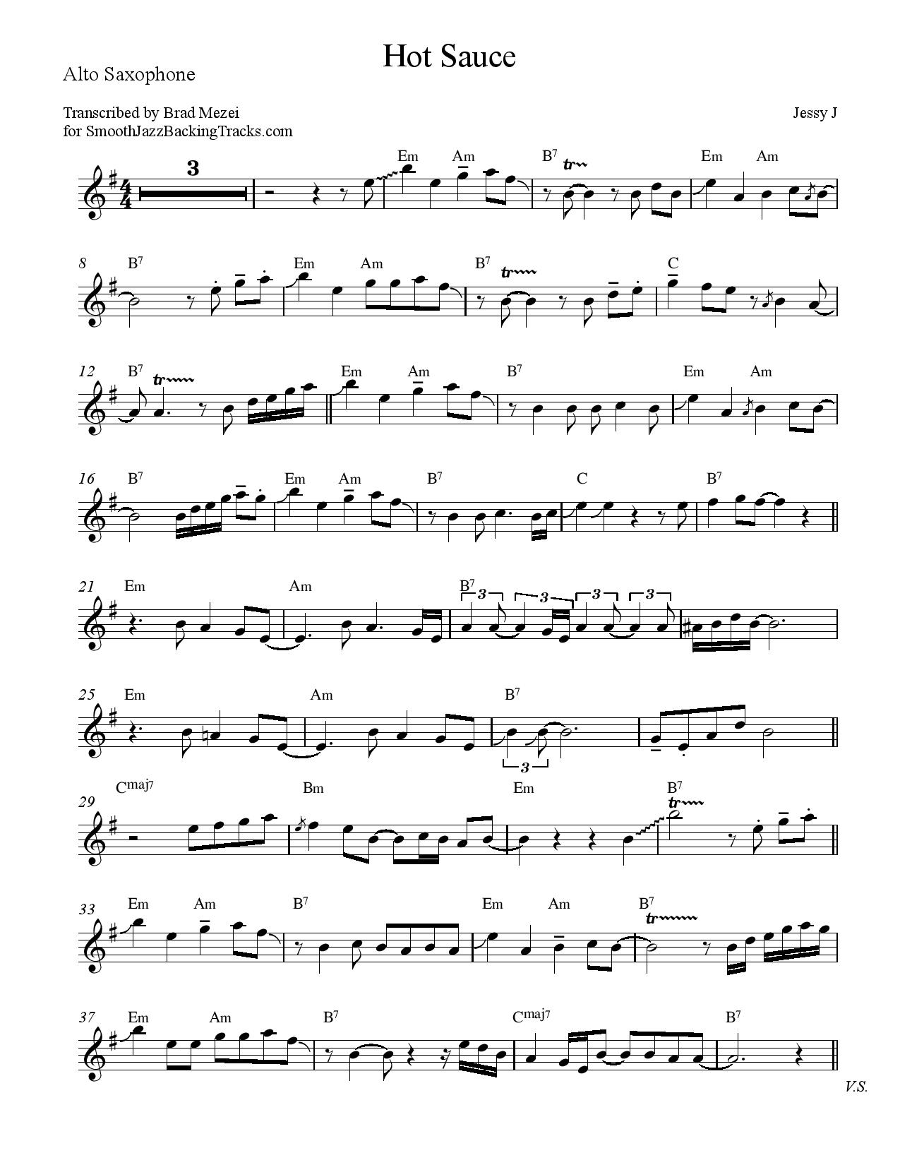 Smooth Jazz Sax Solo Sheet Music EJ